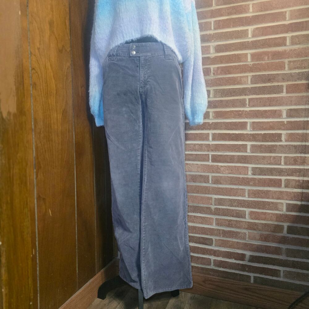 Vintage American Eagle Grey Corduroy flare leg Pants Double Button Y2K